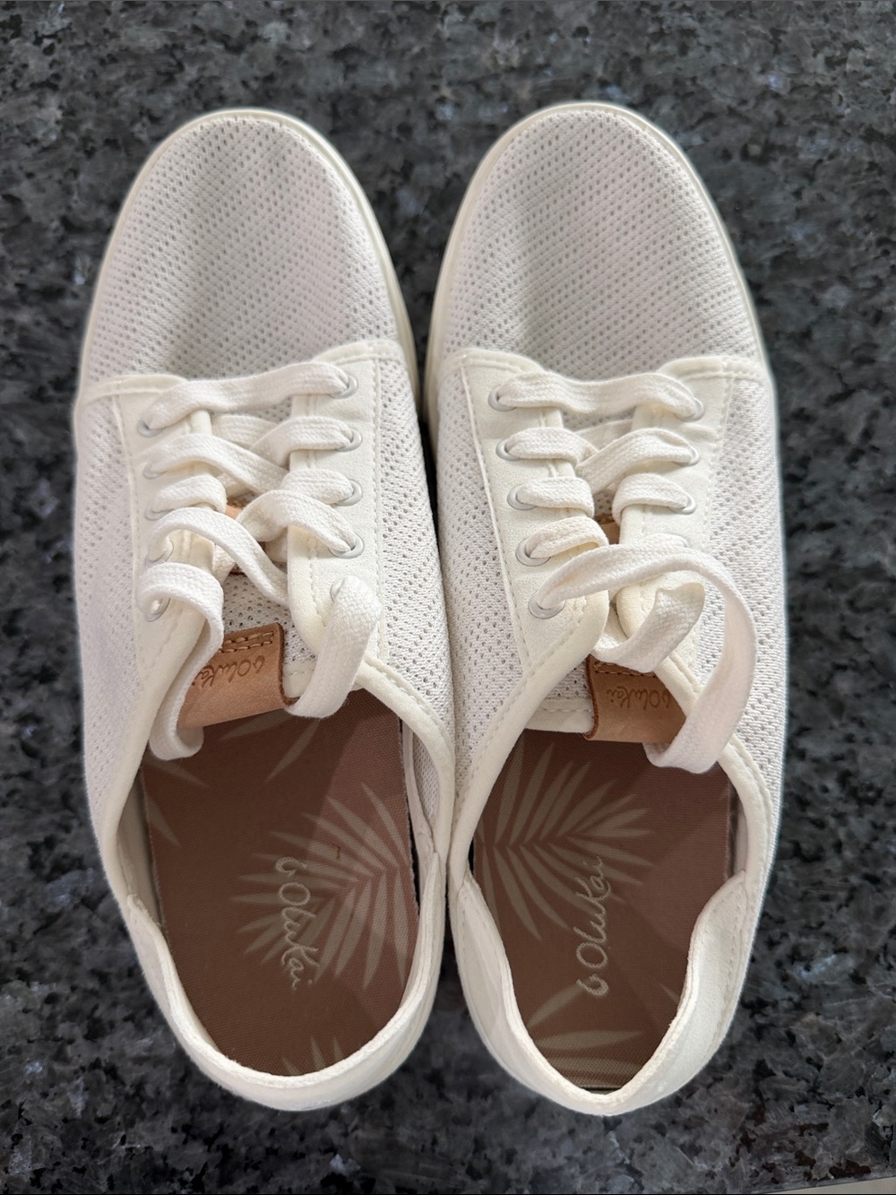 OluKai Women's Cream Knit Lace-Up Sneakers